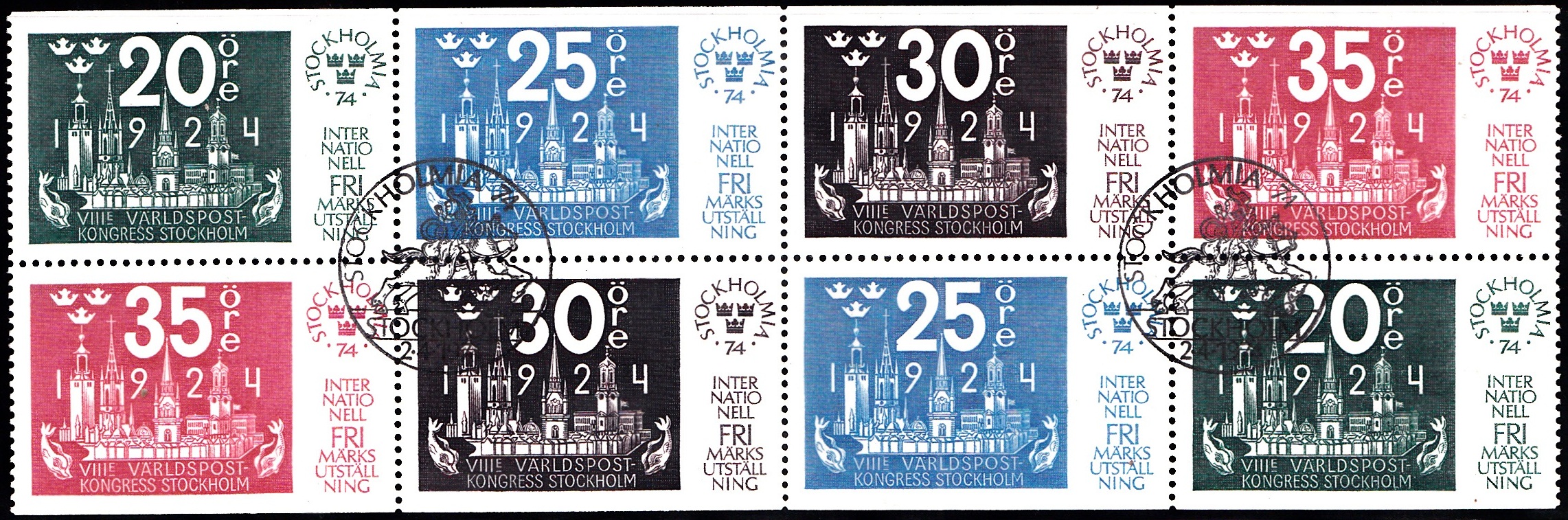 1041-1044 Stockholmia 74 [Philatelic Exhibition] Sweden Stamp Booklet Pane