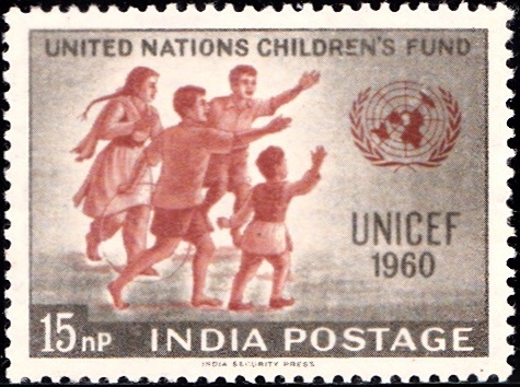 Children Greeting United Nations (UN) Emblem