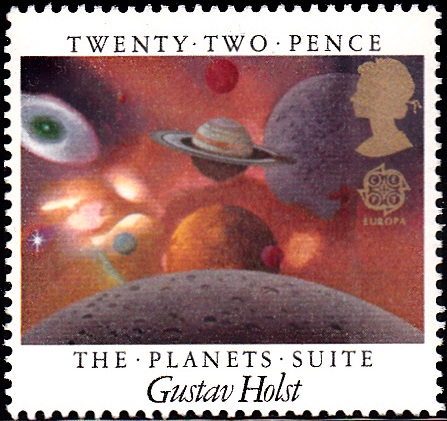 1104 The Planets Suite, by Gustav Holst, View of Planets [England Stamp 1985]