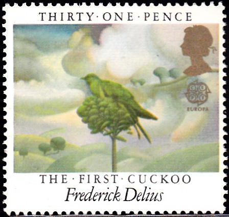 1105 The First Cuckoo, by Frederick Delius, Roosting Cuckoo [England Stamp 1985]