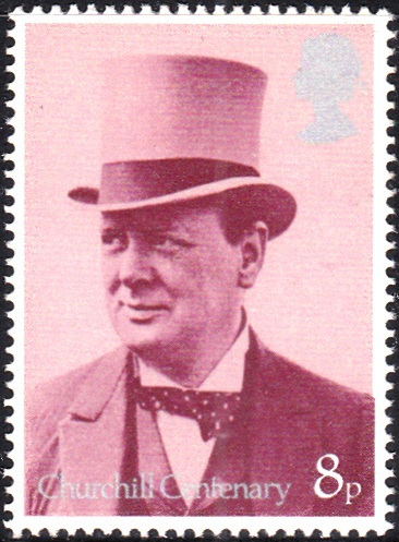 730 Churchill with Top Hat, as Secretary of War and Air, 1919 [England Stamp 1974]