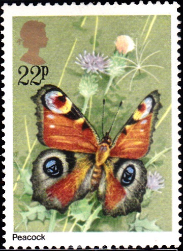 943 Peacock Butterfly [England Stamp 1981]