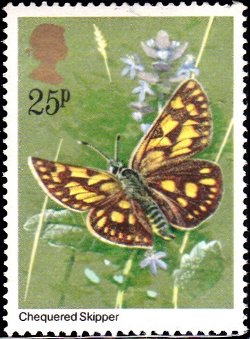 944 Checkered Skipper Butterfly [England Stamp 1981]
