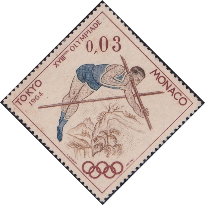 594 Pole vault (Olympic Games, Tokyo) [Monaco Diamond Stamp 1964]