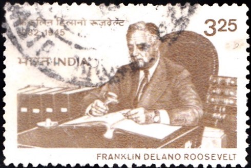 Franklin D. Roosevelt with Stamp Collection : Democratic Party (USA)